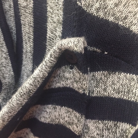 Stella & Dot Always Navy Blue Striped Gray Knit Long Cardigan Pockets Sz S - Picture 7 of 12